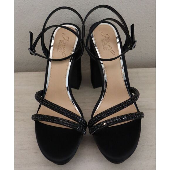 Jewel Badgley Mischka Women's Sz 8M Black Rochel Platform Block Heels - Picture 2 of 9